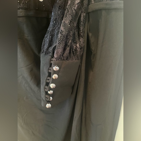 NWT MAC DUGGAL SEQUIN LACE BLACK EVENING GOWN - Picture 5 of 7